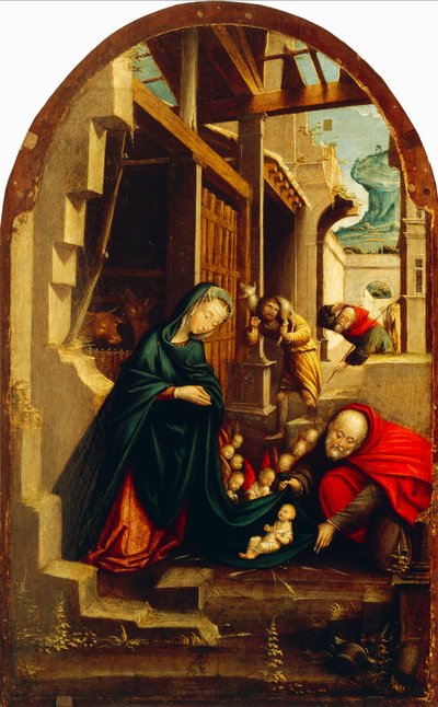 Narození Páně s adorujícími anděly a pastýři, od Defendente Ferrari (aktivní kolem 1500-1535) od Defendente Ferrari