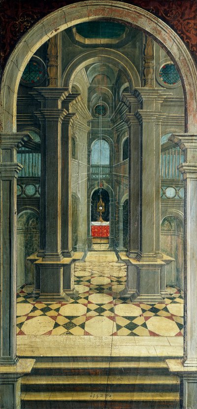Perspektiva namalovaná Defendente Ferrari (1480 nebo 1485-1540), na zadní části chóru z 16. století, kostel svatého Jeronýma, Biella, Itálie od Defendente Ferrari