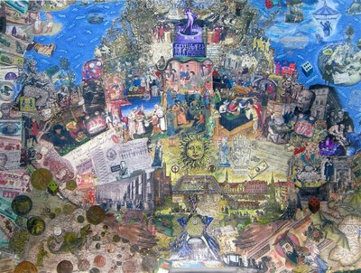 Death of Credit, 2010 (koláž a kombinovaná média na plátně) od Deirdre Kelly