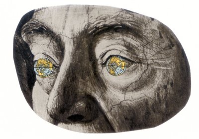 Globe eyes, 2016 (koláž) od Deirdre Kelly