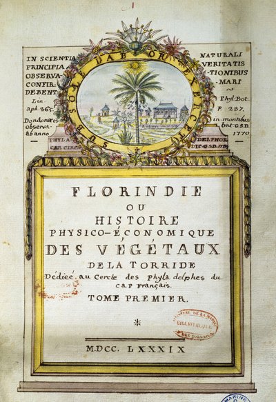 Frontispiece of Florindie aneb Fyzikálně-ekonomická historie rostlin Torride od Delahaye Delahaye