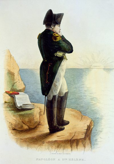 Napoleon na ostrově Svatá Helena, ilustrace z Le Plutarque Francais od E. Mennecheta, ryl Delaistre, 1835 od Delaistre