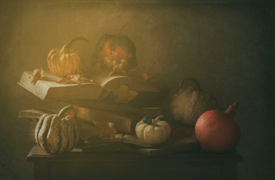 Podzimní knihy a dýně od Delphine Devos
