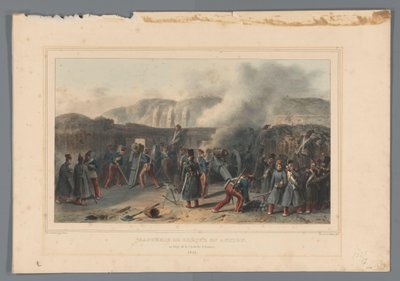 Beschieting van de Citadel, 1832 Vybitá baterie v akci (název na předmětu) Kresby ze života v obležení Citadely v Antverpách od Raffeta (název série na objektu) od Denis Auguste Marie Raffet