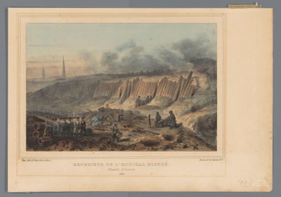 Exteriér vykopané polní nemocnice antverpské citadely, 1832 Exterior de l