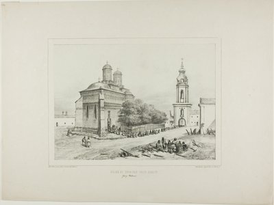 Kostel a věž Tří svatých, Yassy, Modrava, 19. července 1837 od Denis Auguste Marie Raffet