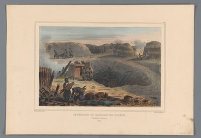 Bastion Militairten binnen een, 1832 Interiér bašty Toledo (název na objektu) Kresby ze života v obležení Citadely v Antverpách od Raffeta (název série na objektu) od Denis Auguste Marie Raffet