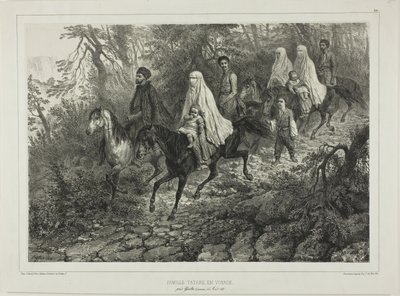 Cestující tatarská rodina, poblíž Jalty, Krym, 15. srpna 1837 od Denis Auguste Marie Raffet