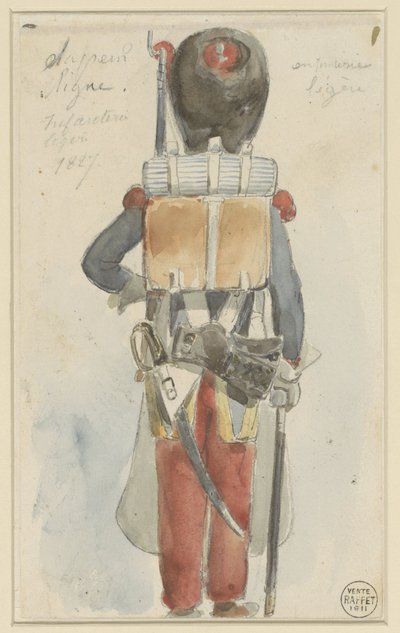 Uniformstudie Line sapper. Lehká pěchota 1827 (název na objektu) od Denis Auguste Marie Raffet