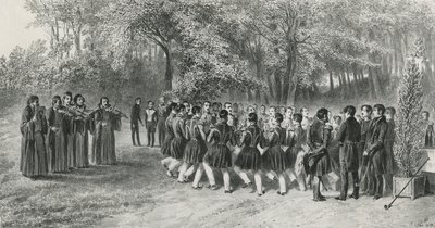 Valašská obchůzka v podání Cigánů a v podání muzikantů druhého pluku v domě knížete Ghiky, Ghospodar, Valašsko, 1839. od Denis Auguste Marie Raffet