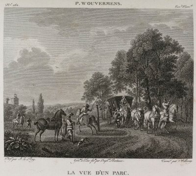 Denis-Sébastien Leroy, Antoine-Claude-François Villerey a Jean Duplessis-Bertaux - Pohled na park, podle Wouwermana - 1802-1815 od Denis Sebastien Leroy