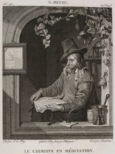 Denis-Sébastien Leroy, Chataigner a Dambrun - Lékárník v meditaci, podle Gabriela Metsu - 1802-1815 od Denis Sebastien Leroy