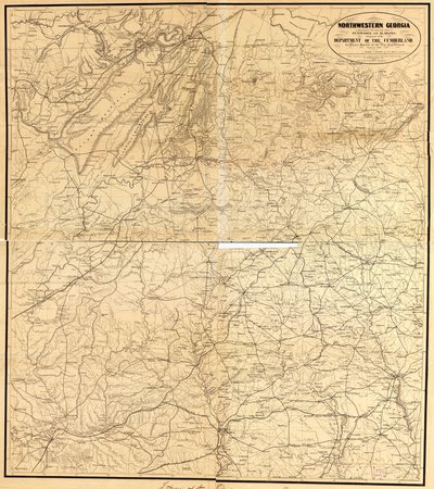 Severozápadní Gruzie (s částmi přilehlých států Tennessee a Alabama) je součástí ministerstva Cumberland od Denis; United States. War Department. Engineer Bureau Callahan
