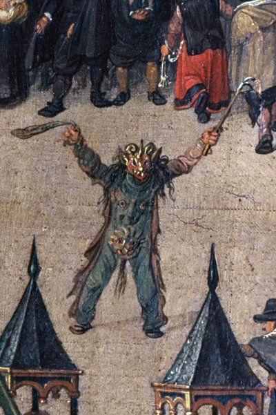 Triumf arcivévodkyně Isabelly v Ommeganck v Bruselu 31. května 1615, detail postavy v kostýmu čerta, 1615 (detail 75629) od Denys van Alsloot
