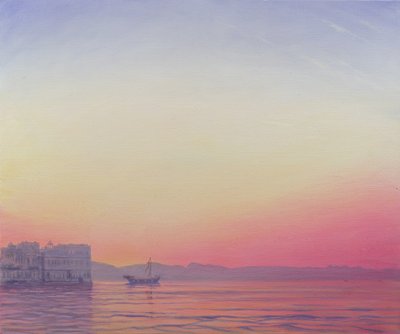 Západ slunce v Lake Palace, Udaipur od Derek Hare