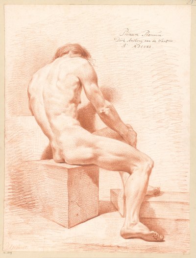 Sedící mužský akt, při pohledu zezadu (1. cena 1790) od Derk Anthony van de Wart