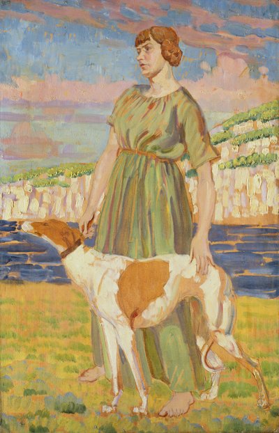 Portrét Elizabeth Lipczinski se psem Fanny, kolem 1911-12 od Derwent Lees