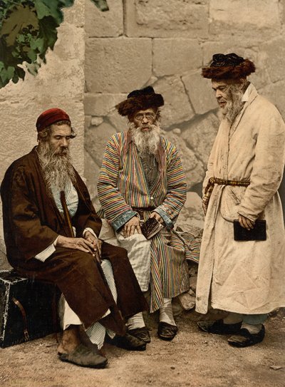 Typy Židů v Jeruzalémě, Svatá země, kolem 1890-1900 (fotochromovaný tisk) od Detroit Photographic Co.