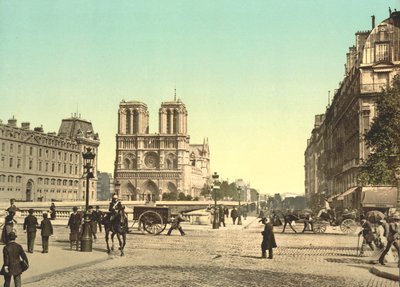Notre Dame a St. Michael Bridge, Paříž, Francie, c.1900 od Detroit Publishing Co.