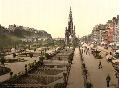 Princes Street, hrad a Scott Monument, Edinburgh, c.1890-1900 od Detroit Publishing Co.