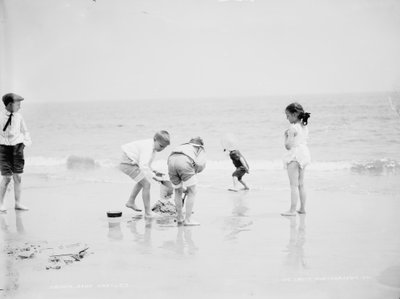 Hrady z písku, Coney Island, NY od Detroit Publishing Co.