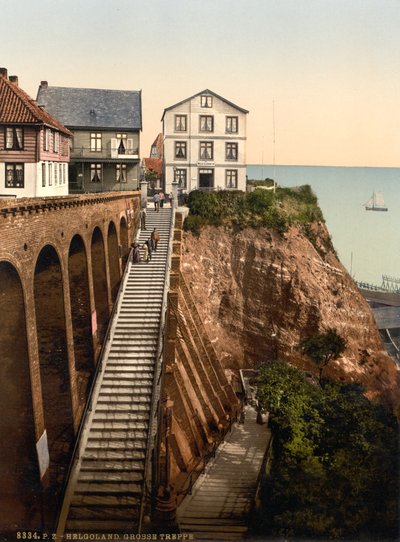 The Grand Staircase, Helgoland, Germany, Photochrome Print, c.1900 od Detroit Publishing Co.