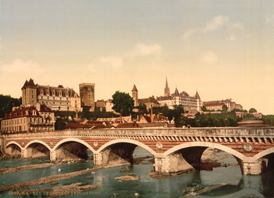 Hrad a most, Pau, Pyreneje, c.1890-1900 od Detroit Publishing Co.