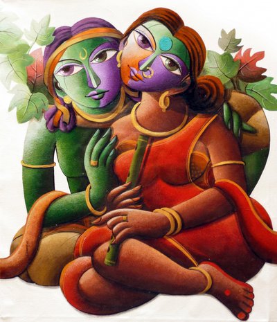 Barevný indický pár od Dhananjoy Mukherjee