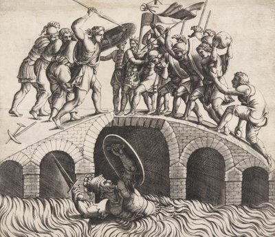 Horatio Coclès Záchrana plaváním, 16. století. od Diana Mantuana