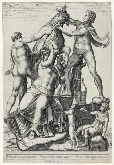 Farnese Bull s Dircem, Zethusem a Amphionem od Diana Scultori