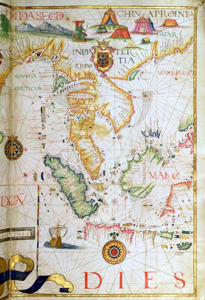 Pevnina jihovýchodní Asie, detail z atlasu světa, 1565 od Diego Homem