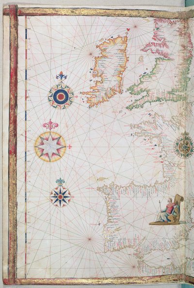 Britské ostrovy a Iberie, detail z atlasu světa, 1565 od Diego Homem