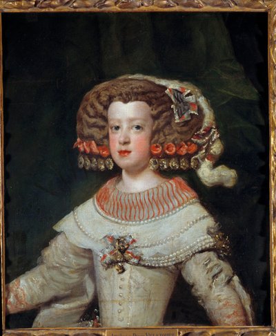 Portrét Infante Marie Terezie (1638-1683) budoucí královny Francie Obraz Diega Velasqueze (1599-1660) 17. století Sun. 0,71x0,6 m - Portrét Infanta Marie Terezie (1638-1683), budoucí francouzské královny. Obraz Diega Velasqueze (1599-166 od Diego Velázquez