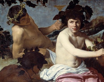Triumf Bakcha aneb Detail „opilců“. Obraz Diega Rodrigueze de Silva y Velasquez (1599-1660) cca 1639-1642. Ztlumit. 1,65x2,25 m Madrid, muzeum Prado od Diego Velázquez