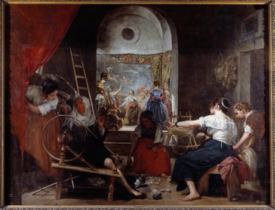 přadleny nebo bajka o malbě Arachne od Diega Rodrigueze de Silva y Velasquez (1599-1660), c. 1653. Ne. 2,2x2,89 m Madrid, Musee du Prado - Přadleny aneb Pohádka o Arachne. Obraz Diega Rodrigueze de Silva y Velazquez (Velasquez od Diego Velázquez