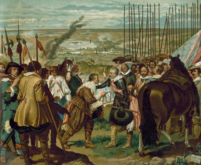 Kapitulace Bredy, Nizozemsko, 1625 (chromolit) od Diego Velázquez