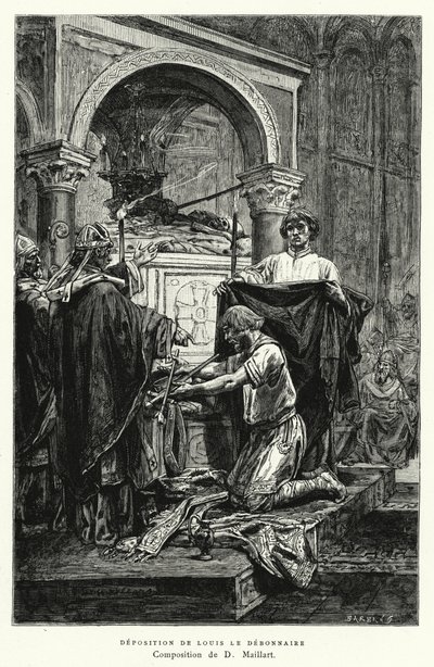 Deposition of Louis Le Debonnaire (rytina) od Diogene Ulysse Napoleon Maillart