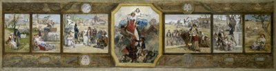 Skica svatební síně radnice 19. obvodu v Paříži: Tříbarevná vlajka, republikánské alegorie od Diogene Ulysse Napoleon Maillart