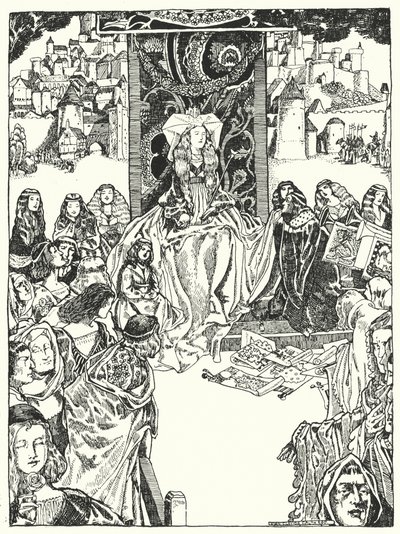Princezna a nápadníci (rytina) od Dion Clayton Calthrop
