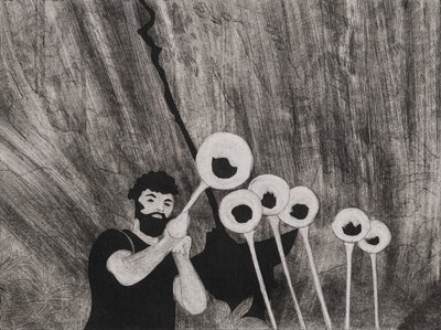 Siegfried a svatební rohy, Wagnerův Prstenový cyklus, 2024 (koláž) od Dione Verulam