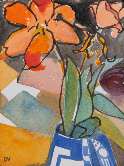 Tulipány (akvarel a tuš) od Dione Verulam