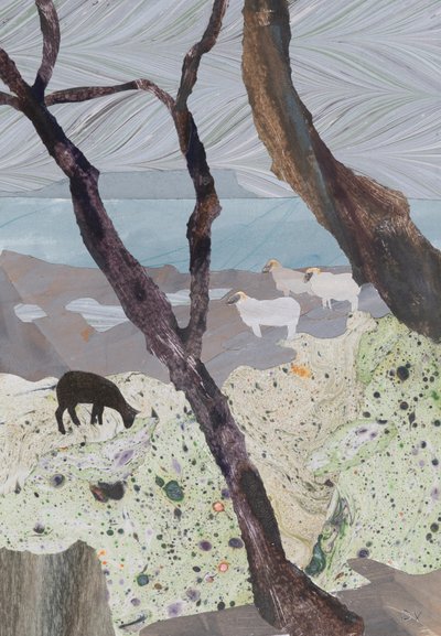 Mokrý den u moře (koláž) od Dione Verulam