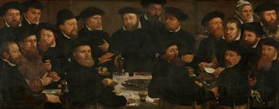 Banket osmnácti amsterodamských gardistů oddílu L, známých jako "The Perch Eaters", 1566 od Dirck Barendsz
