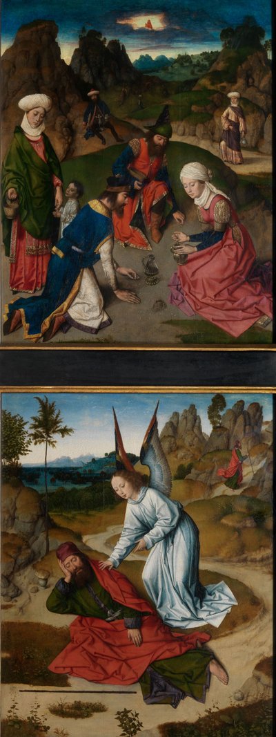 Shromáždění Manny a Eliáše na poušti, z oltářního obrazu Nejsvětější svátosti, kolem 1464-68 (olej na desce) od Dirck Bouts