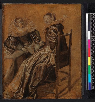 Dvě dámy sedící u stolu, 1625-1628 od Dirck Hals