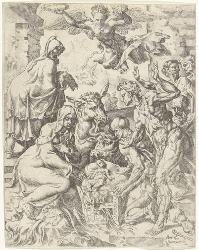 Klanění pastýřů Pád lidstva a vykoupení skrze život a umučení Krista (název série) od Dirck Volckertsz. Coornhert (attributed to)