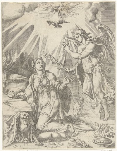 Zvěstování Pád lidstva a vykoupení skrze život a umučení Krista (název série) od Dirck Volckertsz. Coornhert (attributed to)