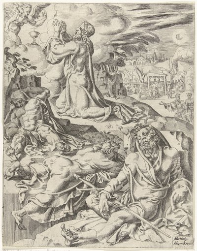 Kristus v zahradě Getsemanské Pád lidstva a vykoupení skrze život a umučení Krista (název série) od Dirck Volckertsz. Coornhert (attributed to)