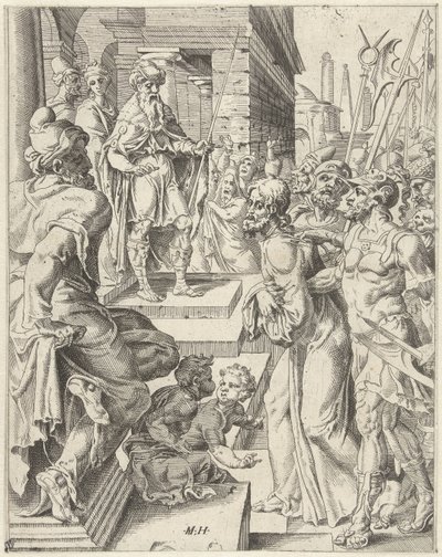 Kristus před Pilátem Pád lidstva a vykoupení skrze život a umučení Krista (název série) od Dirck Volckertsz. Coornhert (attributed to)