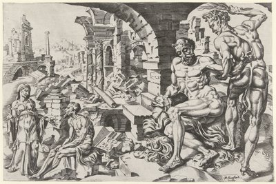 Job je bičován Satanem od Dirck Volckertsz. Coornhert (attributed to)